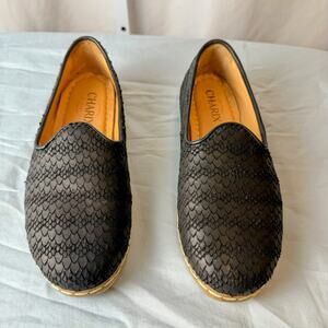 Charix Black 100% Leather Handmade Loafers EU Size 37 US 6.5-7 Artisan Textured